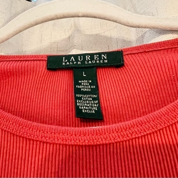 LAUREN Ralph Lauren Ribbed Cotton Blouse in Red - Picture 4 of 5